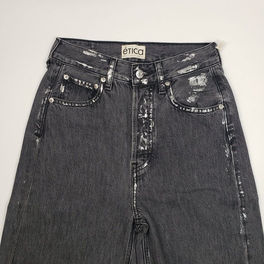 Anthropologie Etica Marley Ultra High Rise Baggy Jeans Women's Sz 24 Icicle Grey - Picture 13 of 16